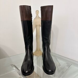 Emanuel’s Crasto Two Tone Black Brown High Shaft Leather Boots SZ 40 EU 9 US NWT